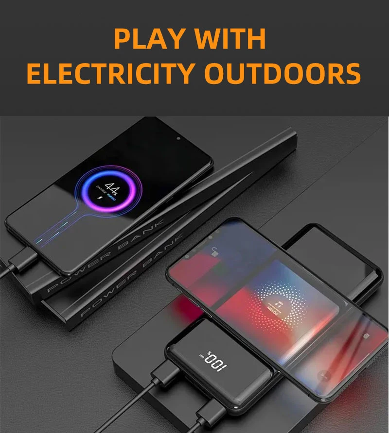 Solar Power Bank with Type-C, Lightning, and USB Display